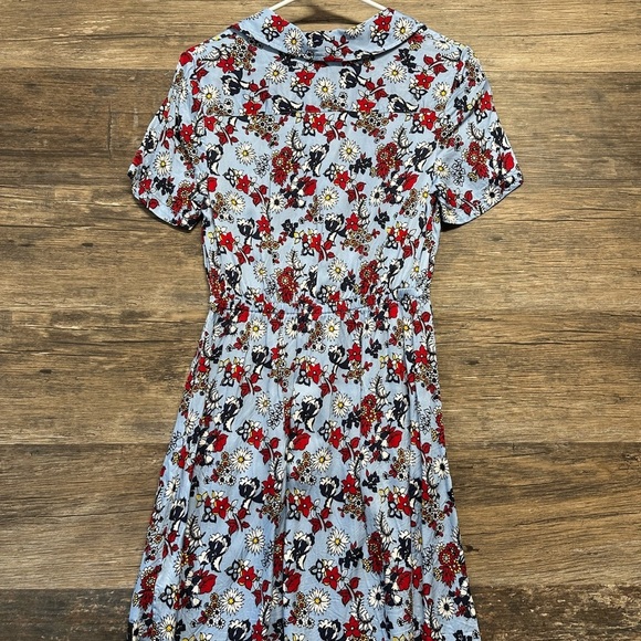 Calvin Klein Jeans Red Peplum Midi Sundress with Notched Collar - Picture 2 of 9